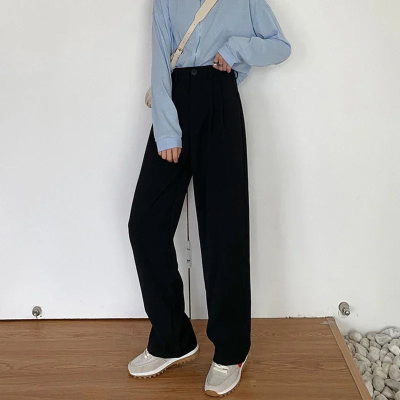 Women’s High-Waist Office Pants – HELIAR Elegant Black Straight-Leg Trousers
