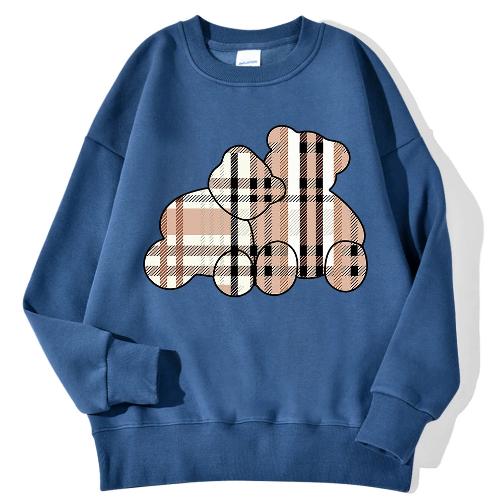 Teddy Bear Print Pullover – Cozy Fleece Sweatshirt for Women & Girls