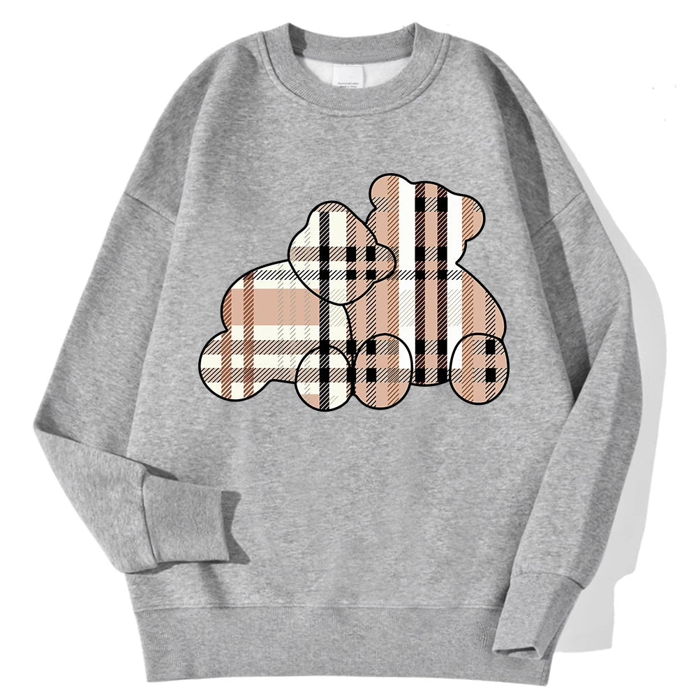 Teddy Bear Print Pullover – Cozy Fleece Sweatshirt for Women & Girls