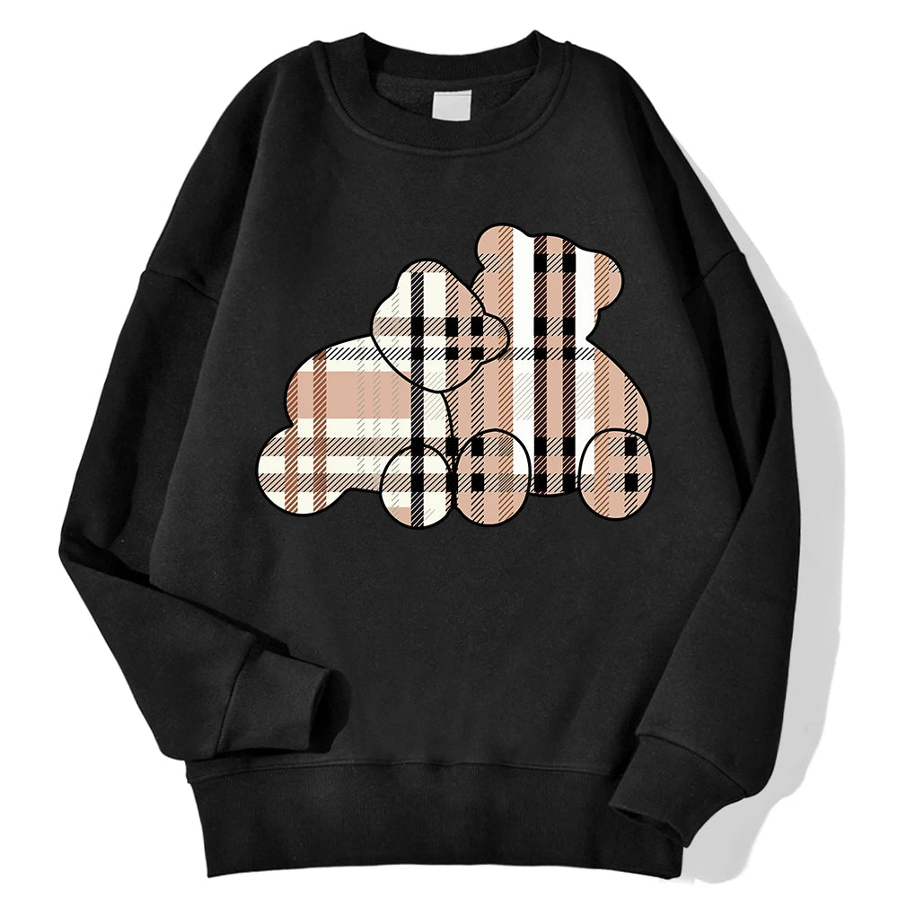 Teddy Bear Print Pullover – Cozy Fleece Sweatshirt for Women & Girls