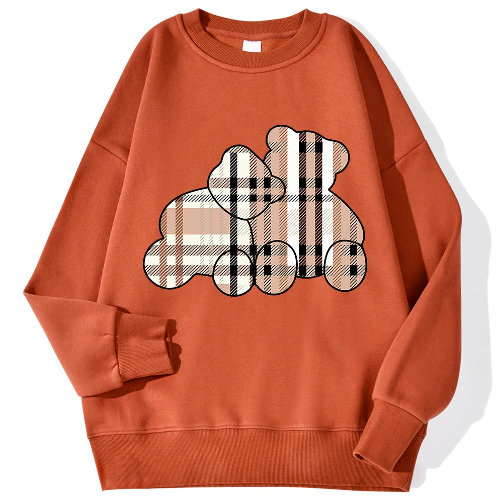 Teddy Bear Print Pullover – Cozy Fleece Sweatshirt for Women & Girls