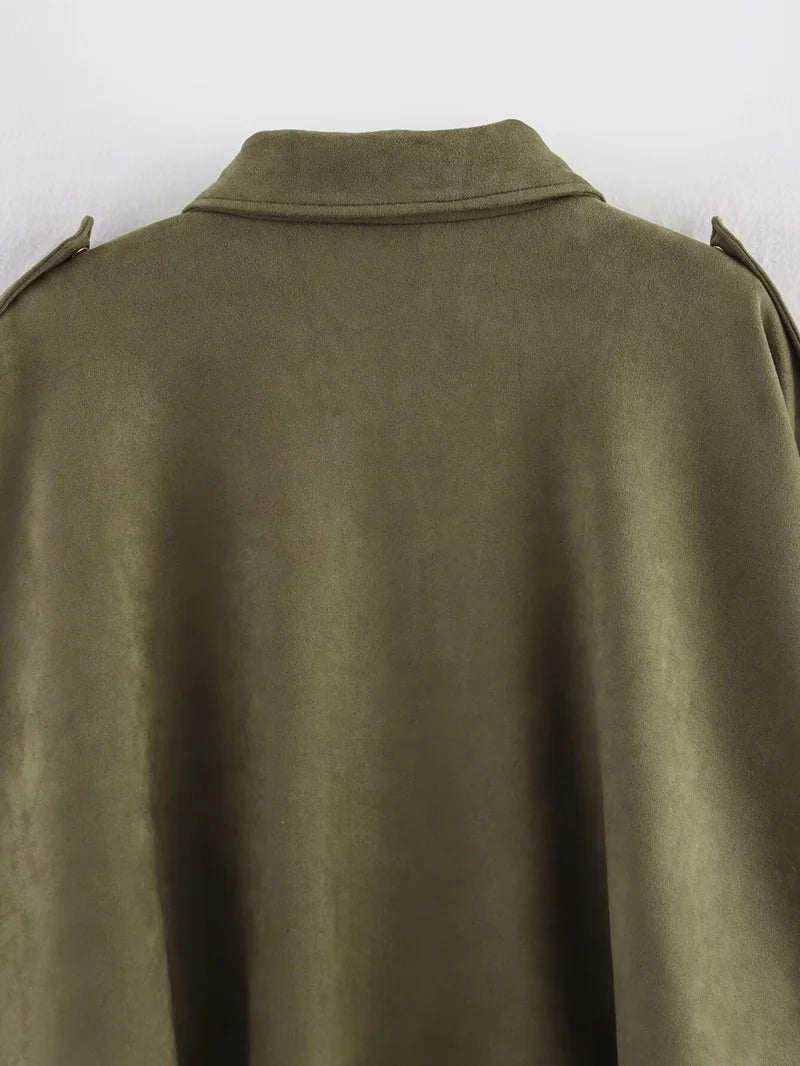 Women’s Vintage Bomber Jacket – RAFZNB Chic Turn-Down Collar Outerwear
