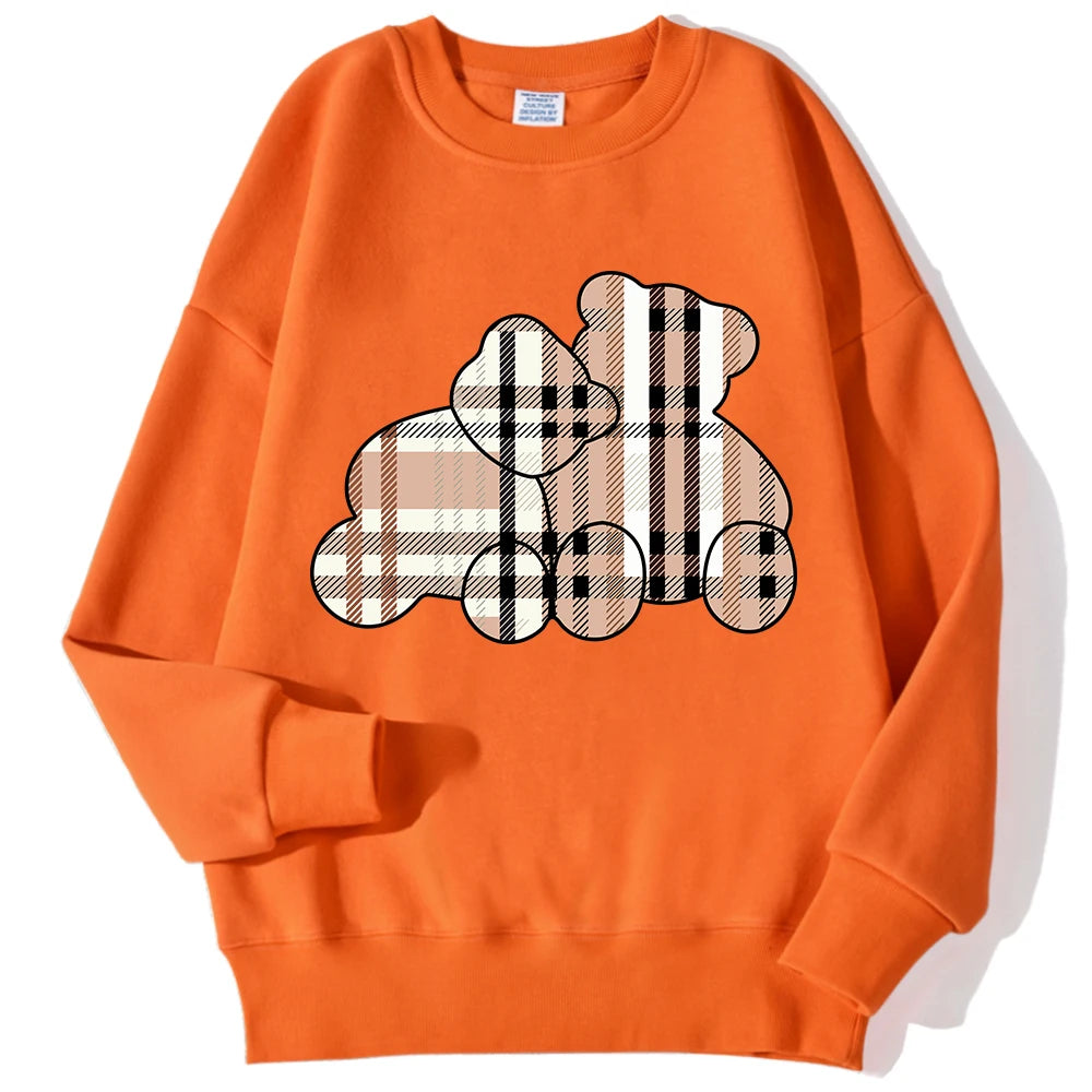 Teddy Bear Print Pullover – Cozy Fleece Sweatshirt for Women & Girls