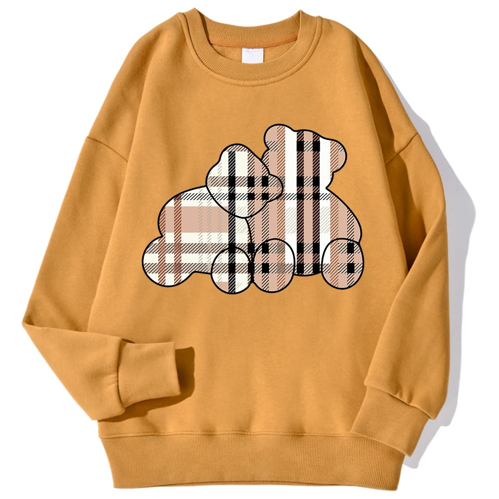 Teddy Bear Print Pullover – Cozy Fleece Sweatshirt for Women & Girls