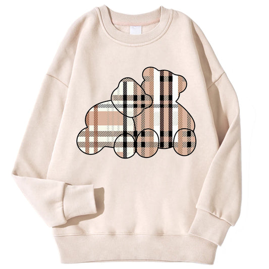 Teddy Bear Print Pullover – Cozy Fleece Sweatshirt for Women & Girls