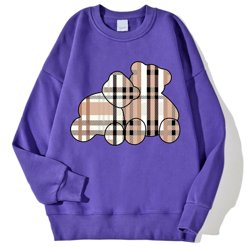 Teddy Bear Print Pullover – Cozy Fleece Sweatshirt for Women & Girls