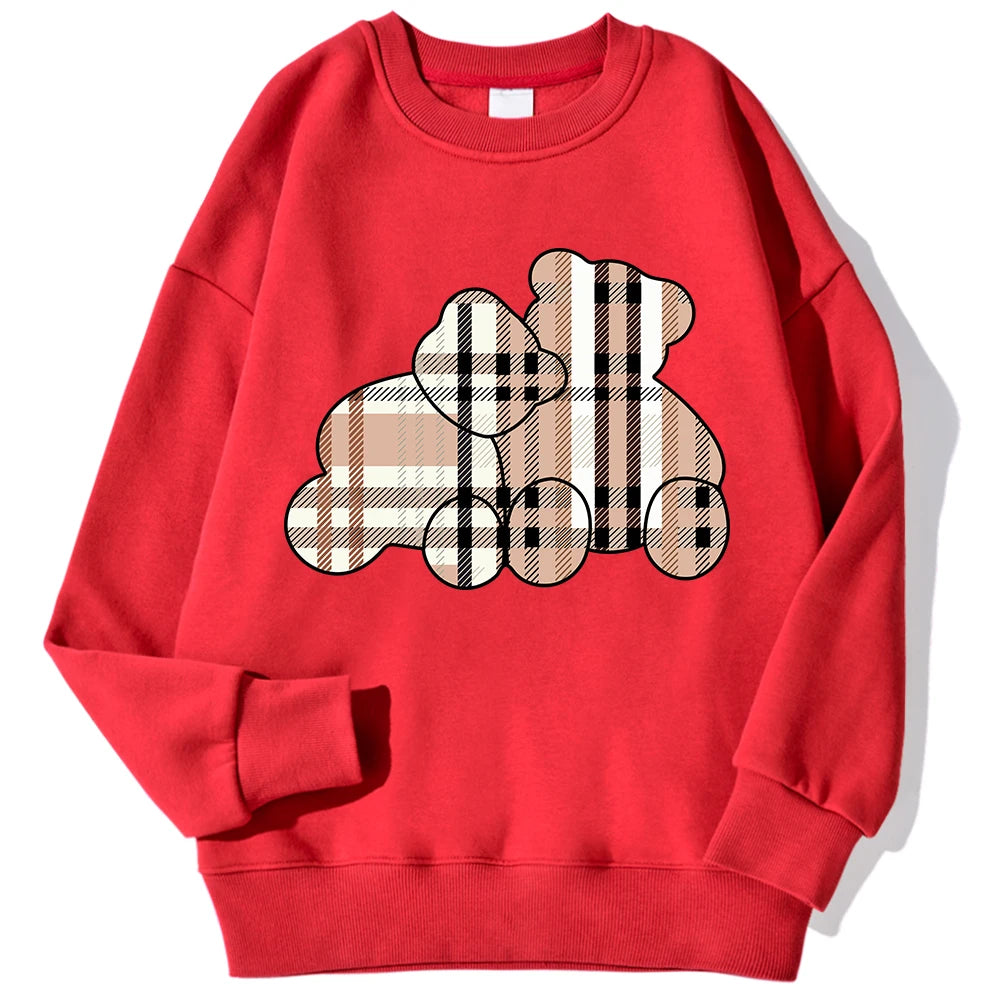 Teddy Bear Print Pullover – Cozy Fleece Sweatshirt for Women & Girls