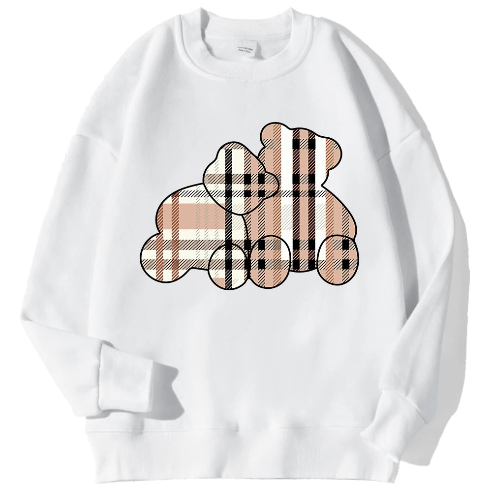 Teddy Bear Print Pullover – Cozy Fleece Sweatshirt for Women & Girls