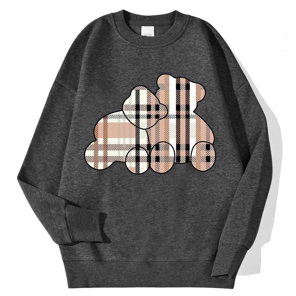Teddy Bear Print Pullover – Cozy Fleece Sweatshirt for Women & Girls