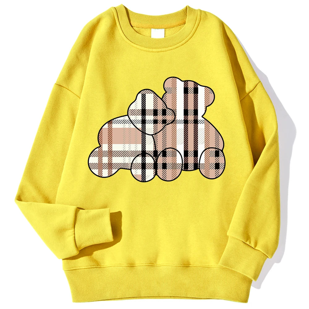 Teddy Bear Print Pullover – Cozy Fleece Sweatshirt for Women & Girls
