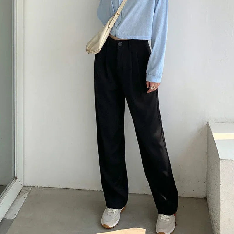Women’s High-Waist Office Pants – HELIAR Elegant Black Straight-Leg Trousers
